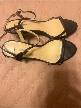 Boston Design Studios Black Strappy Mid-Heel Sandals